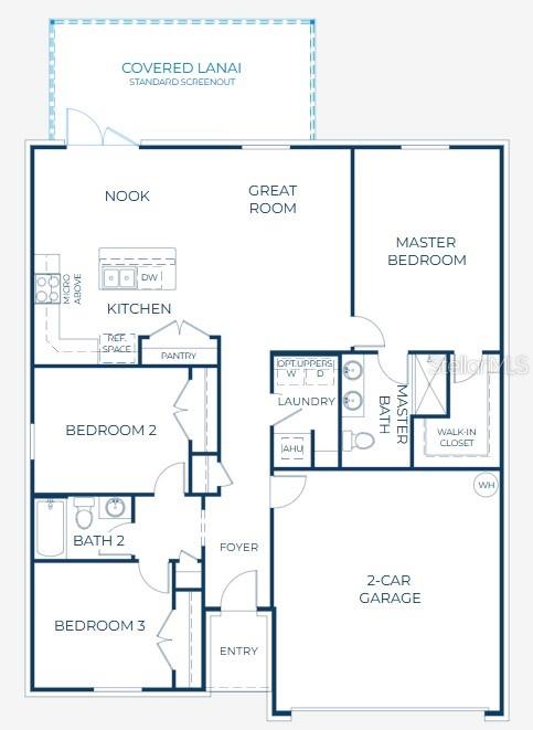 This is a floor plan for a three-bedroom house with a two-car garage and lanai — TBD PALMETTO DRIVE, VENICE, FL