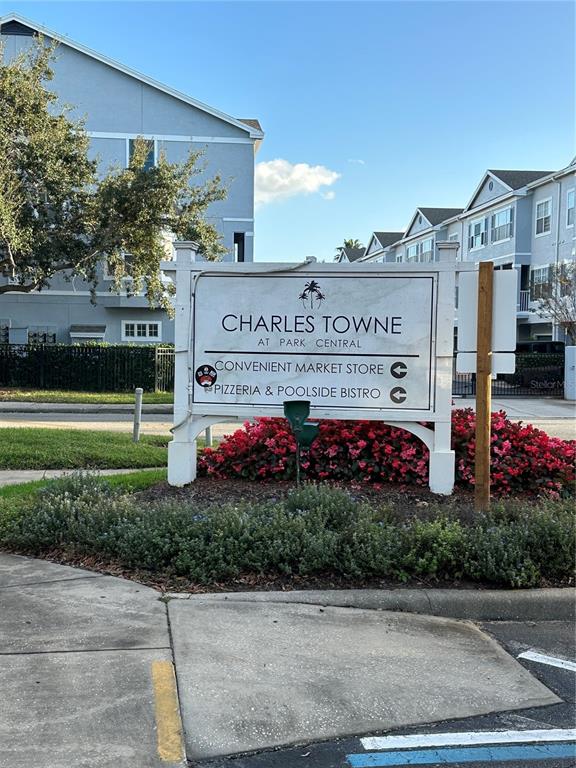 A sign for Charles Towne at Park Central stands in front of residential apartment buildings — 2214 METROPOLITAN WAY UNIT 1022, ORLANDO, FL
