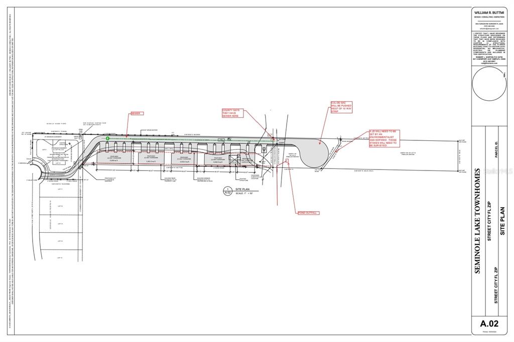This is a site plan for a proposed townhome development featuring a cul-de-sac and road — TBD 101ST STREET, LARGO, FL