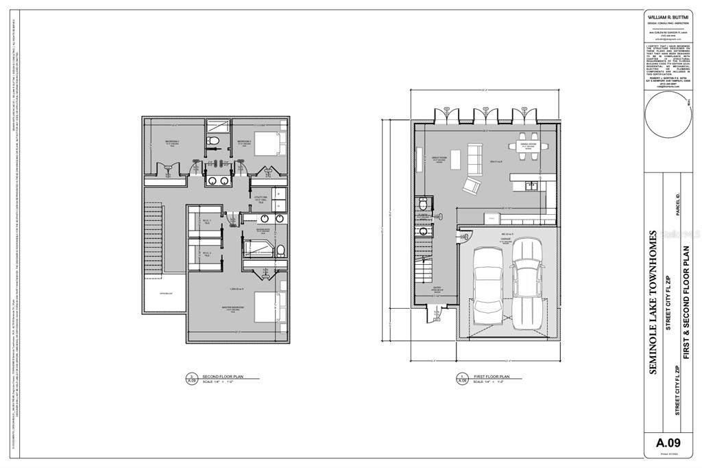 This is a floor plan showing the first and second levels of a two-story townhome — TBD 101ST STREET, LARGO, FL