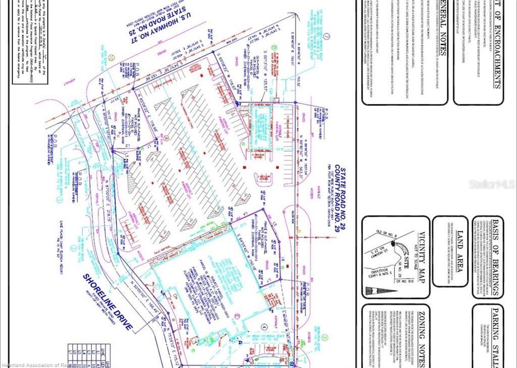 This is a land survey map showing property boundaries, easements, and road access for a parcel — 115 COUNTY ROAD 29, LAKE PLACID, FL