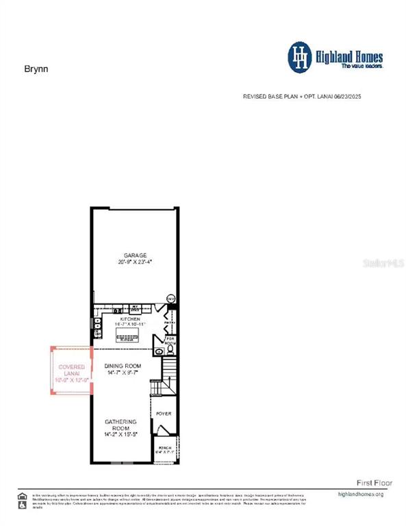 This is a floor plan for the first level of a home named the Brynn — 4060 WAVING HICKORY BOULEVARD, ST CLOUD, FL