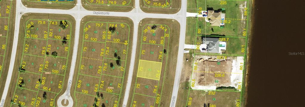 This is a satellite map showing residential land lots and houses in a suburban neighborhood — 10 REDWOOD TERRACE, PLACIDA, FL