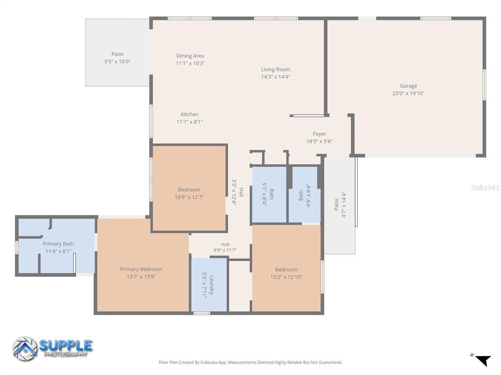 This is a floor plan of a single-story house with three bedrooms and a garage — 6917 DUNNETT AVENUE N, ST PETERSBURG, FL