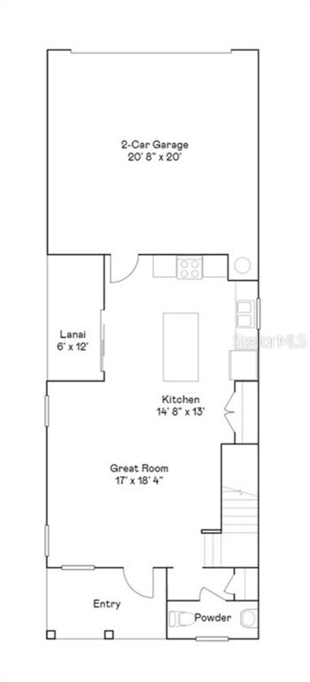 This is a floor plan for the first level of a home featuring a garage — 6048 ZEN WAY, CLERMONT, FL