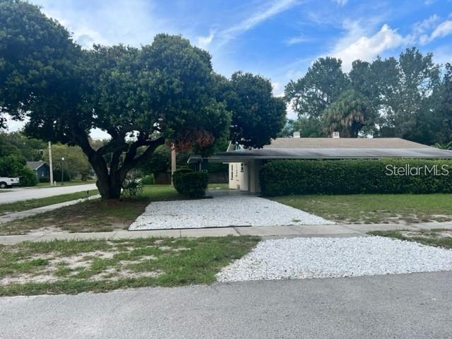 A house with a white gravel driveway and a large tree in the front yard — 2185 FLORENCE ROAD, MOUNT DORA, FL