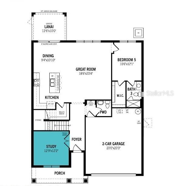 This is a floor plan for the first level of a house with a garage — 9255 AURELIA AVENUE, PARRISH, FL