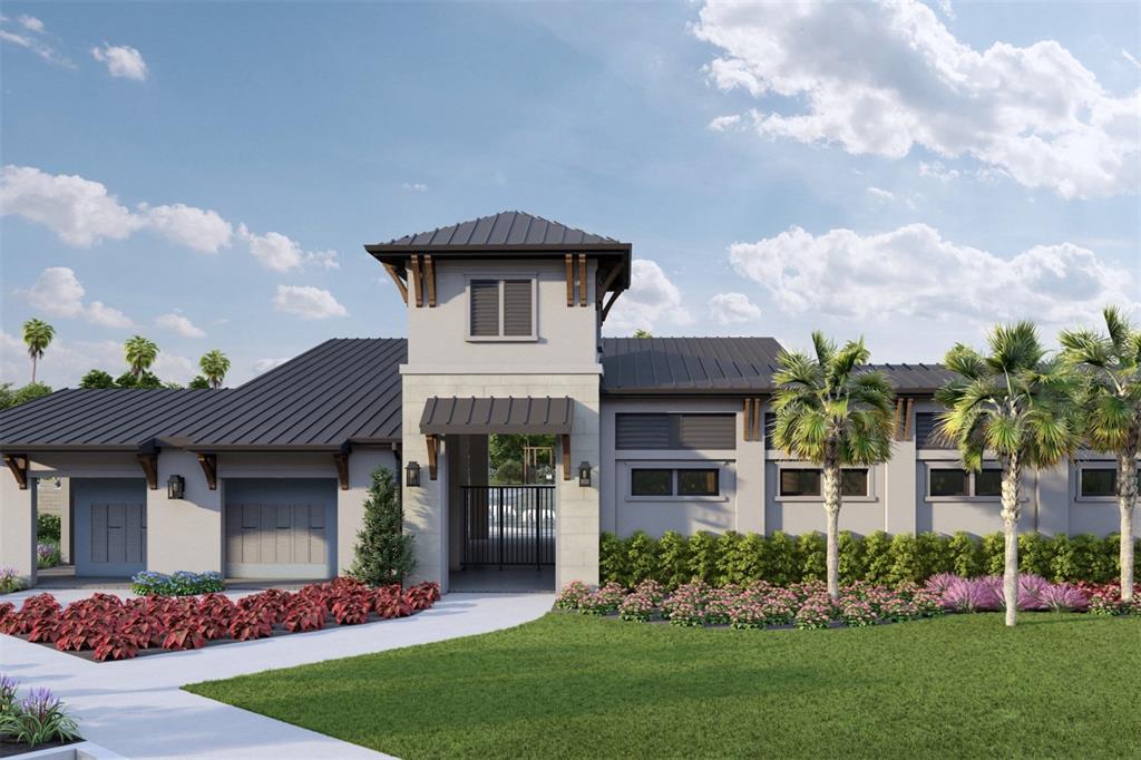 This architectural rendering shows the exterior of a modern house with a central tower — 9255 AURELIA AVENUE, PARRISH, FL