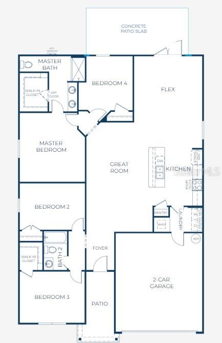 This is a floor plan for a single-story house with four bedrooms and a garage — 620 BROADOAK DRIVE, DUNDEE, FL