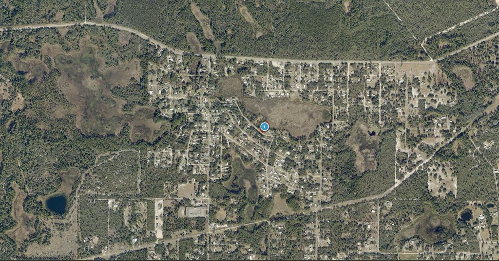 This is an aerial map view of a residential neighborhood with a highlighted property location — LAKESIDE DRIVE, DELAND, FL