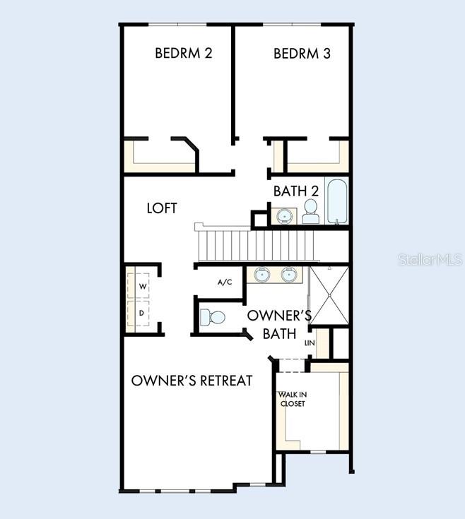 This floor plan shows the upper level of a home with three bedrooms, a loft, and bathrooms — 7203 TIDELAND LANE, SARASOTA, FL