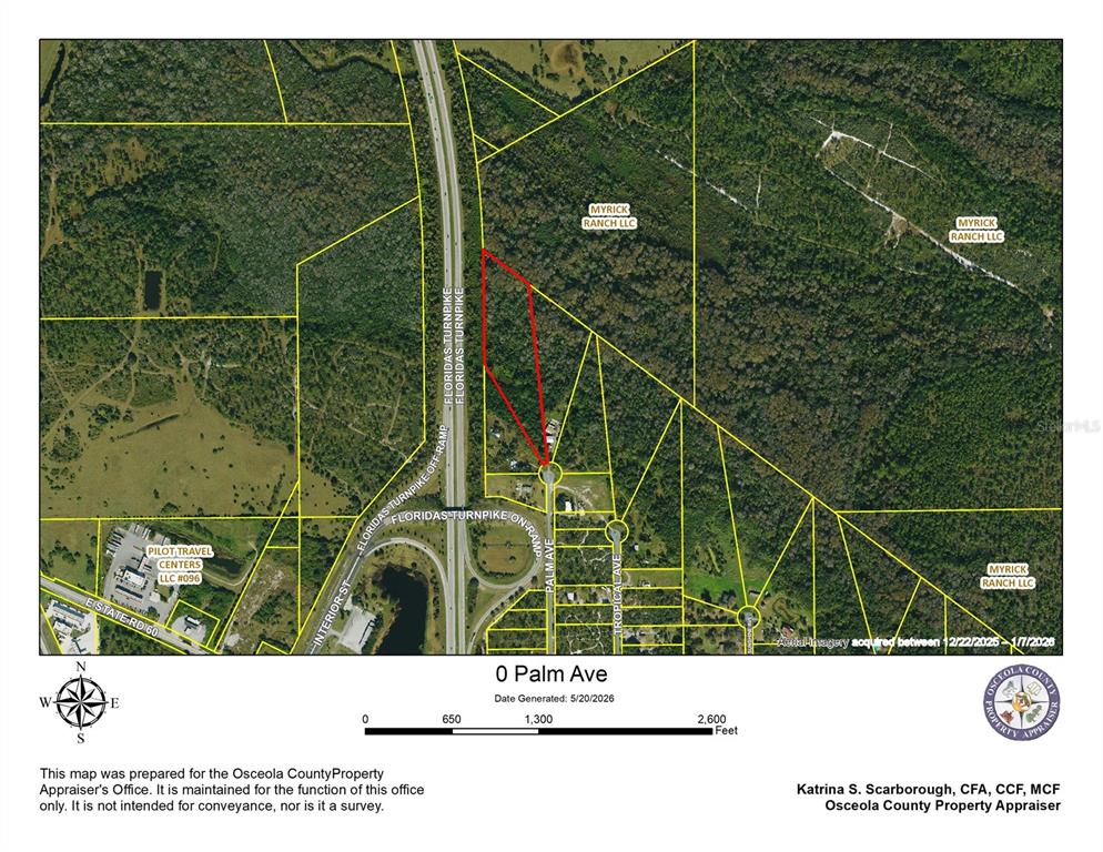 This is a property map showing land parcels near the Florida Turnpike and State Road 60 — 0 PALM AVENUE, OKEECHOBEE, FL