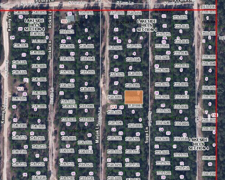 This is a map showing property lot lines and parcel numbers in a residential subdivision — 313 SUGE LANE, FLORAHOME, FL