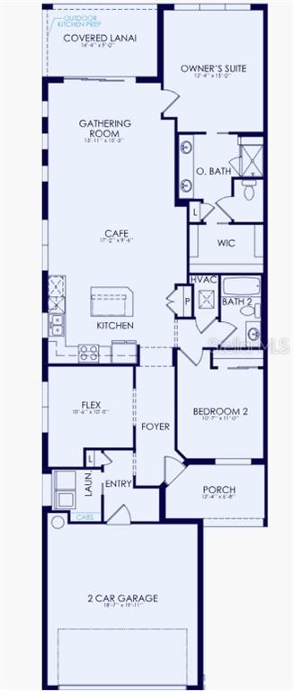 This is a floor plan for a single-story home with a two-car garage and two bedrooms — 1611 TAVIRA PLACE, ENGLEWOOD, FL