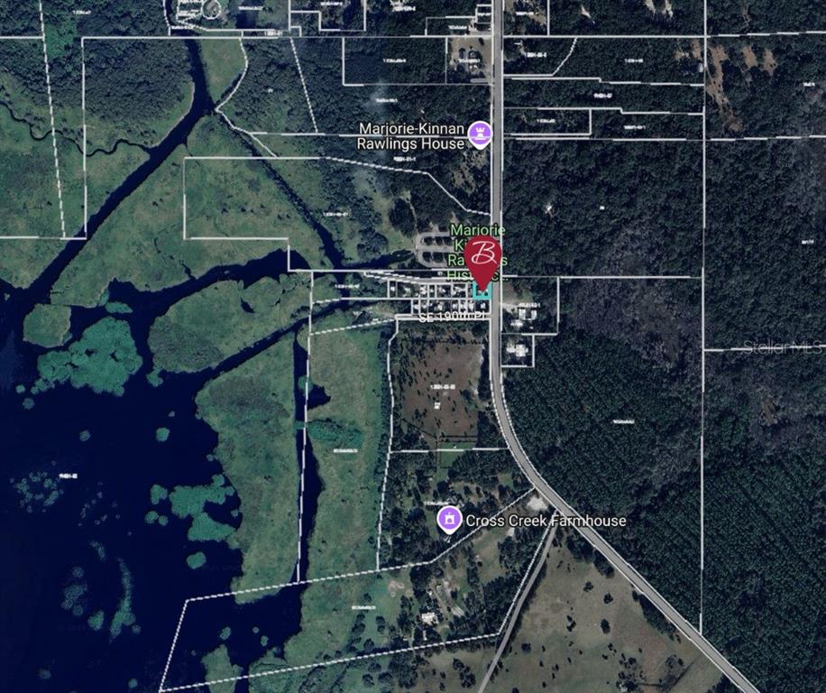 This is an aerial map showing property boundaries and landmarks in a rural, wooded area — 15031 SE 189TH PLACE, HAWTHORNE, FL