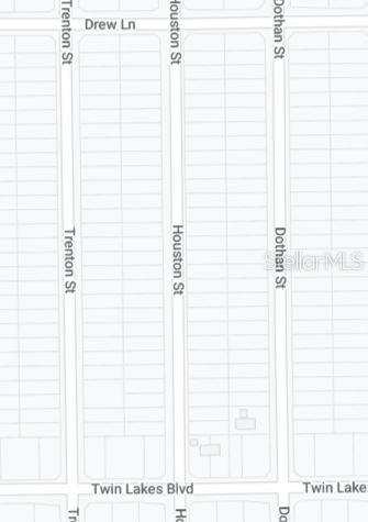 This is a map showing street layouts and property lot lines in a residential neighborhood — 00 HOUSTON STREET, INTERLACHEN, FL