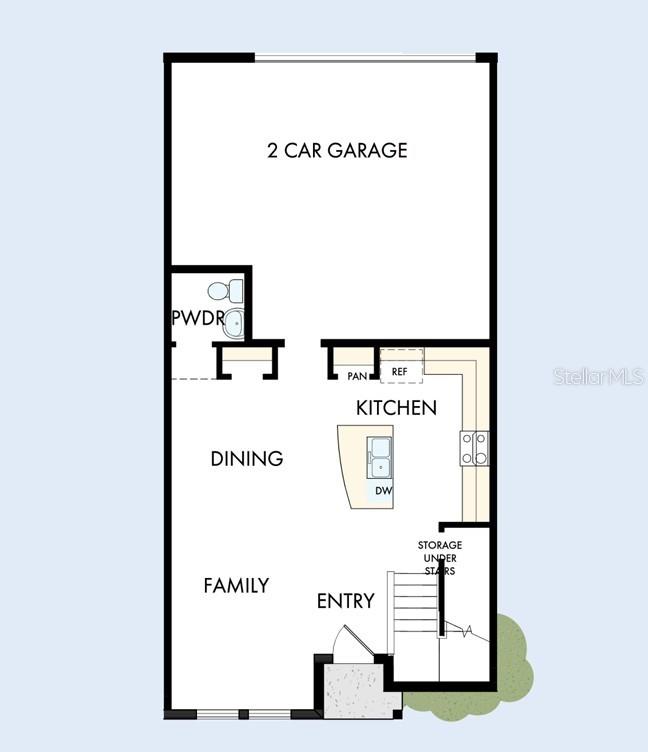 This floor plan shows a ground level with a two-car garage, kitchen, and living area — 7207 TIDELAND LANE, SARASOTA, FL