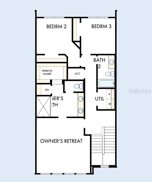 This is a floor plan of a residential second floor featuring three bedrooms and two bathrooms — 7207 TIDELAND LANE, SARASOTA, FL