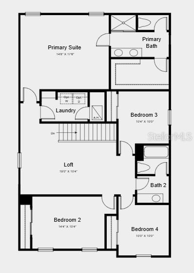 This is a floor plan for the second level of a four-bedroom residential home — 13832 SHELLMORE AVENUE, PALMETTO, FL