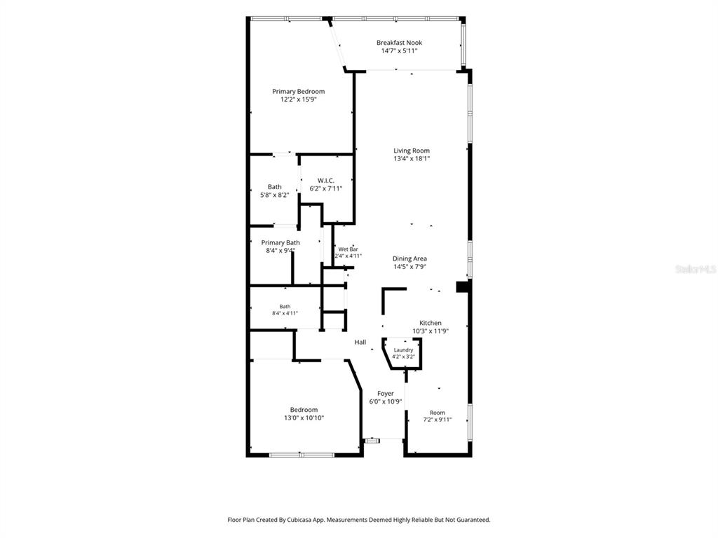 This is a floor plan showing the layout of a two-bedroom residential unit — 4650 BAY BOULEVARD UNIT 1048, PORT RICHEY, FL