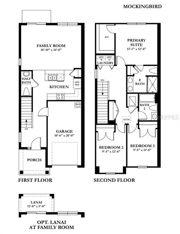 This floor plan shows a two-story home with a garage, kitchen, and three bedrooms — 1425 E 29TH AVENUE, TAMPA, FL