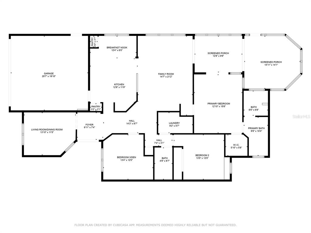 This is a floor plan of a single-story house featuring three bedrooms and a garage — 13825 LEROUX DRIVE, HUDSON, FL