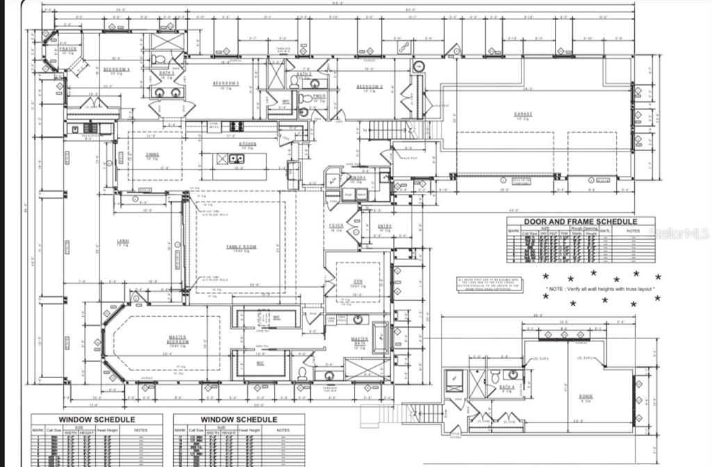 This is a detailed architectural floor plan for a large residential home — 414 HAWK TALON DRIVE, LITHIA, FL