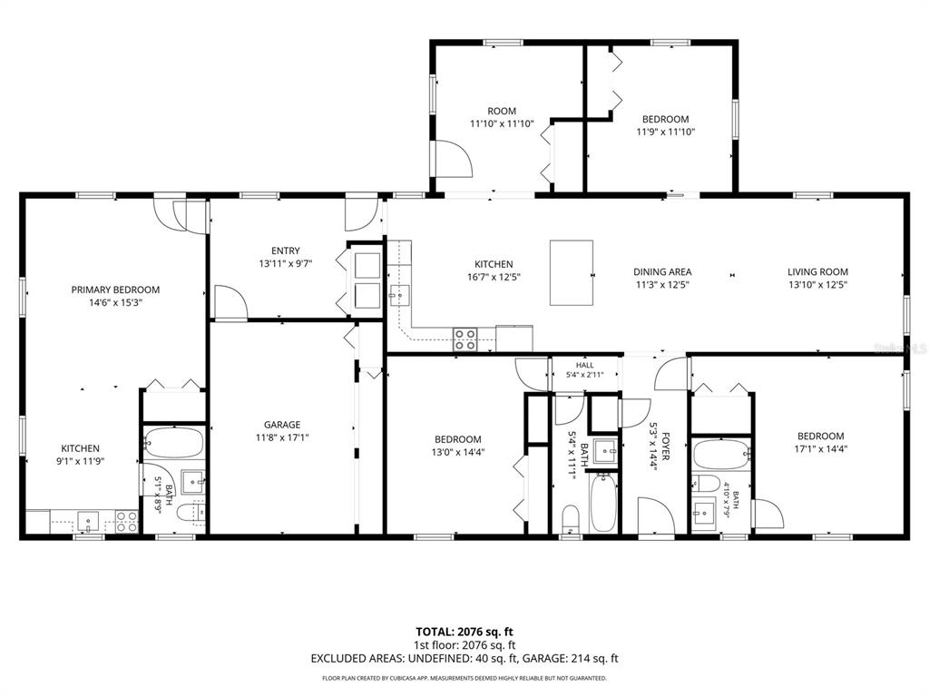 This is a floor plan showing the layout of a house with multiple bedrooms and bathrooms — 6273 TORONJA DRIVE, INDIAN LAKE ESTATES, FL