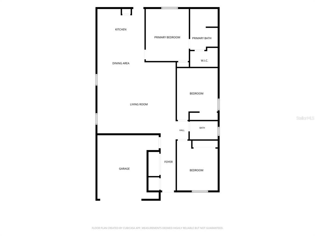 This is a floor plan showing a house with a garage, living area, and three bedrooms — 757 INDIANA STREET, DAYTONA BEACH, FL