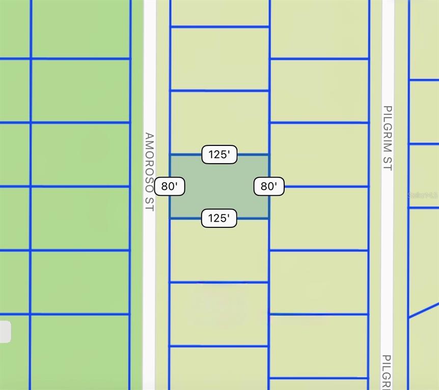 This is a map showing a rectangular parcel of land measuring 80 feet by 125 feet — 4170 AMOROSO STREET, PORT CHARLOTTE, FL