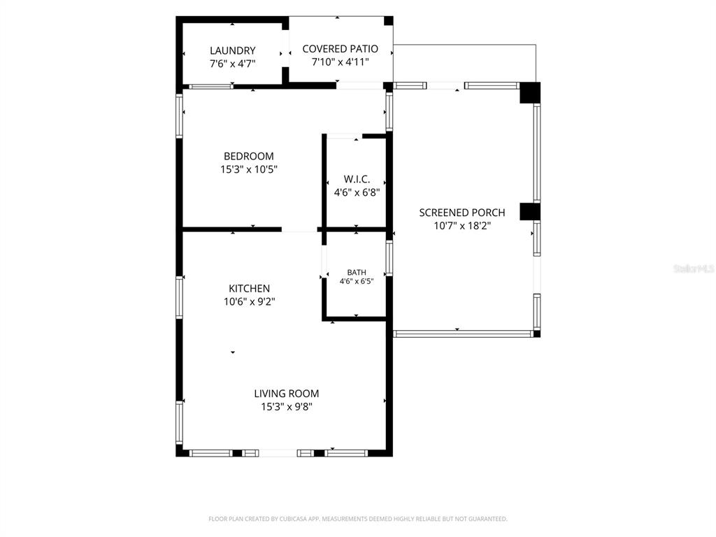 This is a floor plan showing a one-bedroom apartment layout with a screened porch — 1509 LEGION LANE, INDIAN ROCKS BEACH, FL