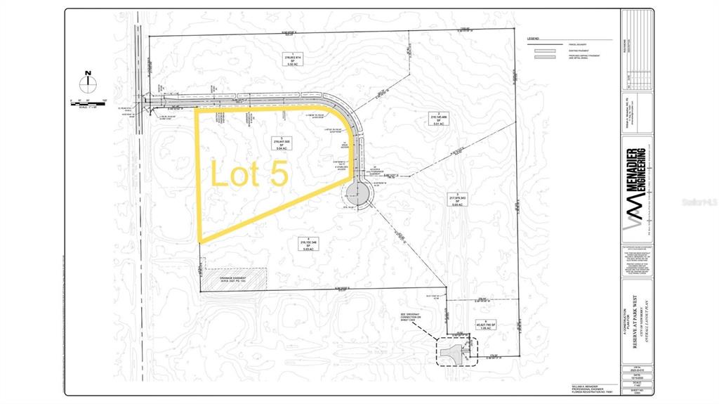 This is a land survey map showing the layout of a residential lot — Lot 5 NW 170TH STREET, NEWBERRY, FL