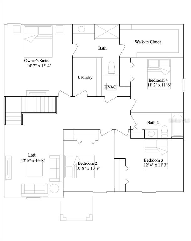 This is a floor plan for the upper level of a house with four bedrooms — 14311 NW 170TH AVENUE, ALACHUA, FL