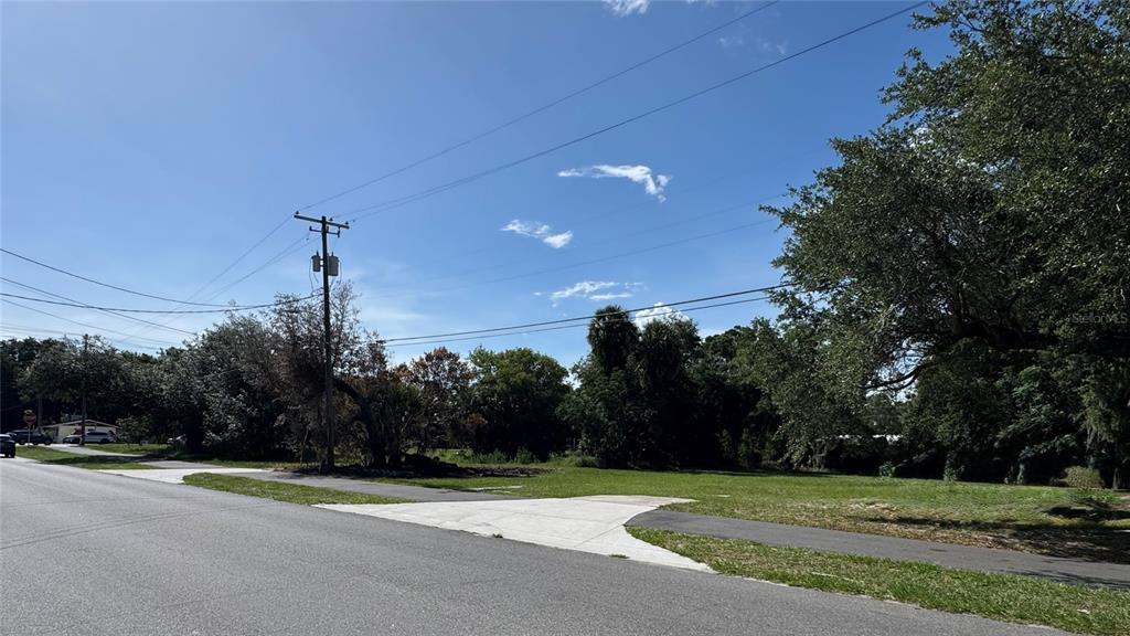 A vacant grassy lot sits next to a paved road with a concrete driveway entrance — 41 E MICHAEL GLADDEN BOULEVARD, APOPKA, FL
