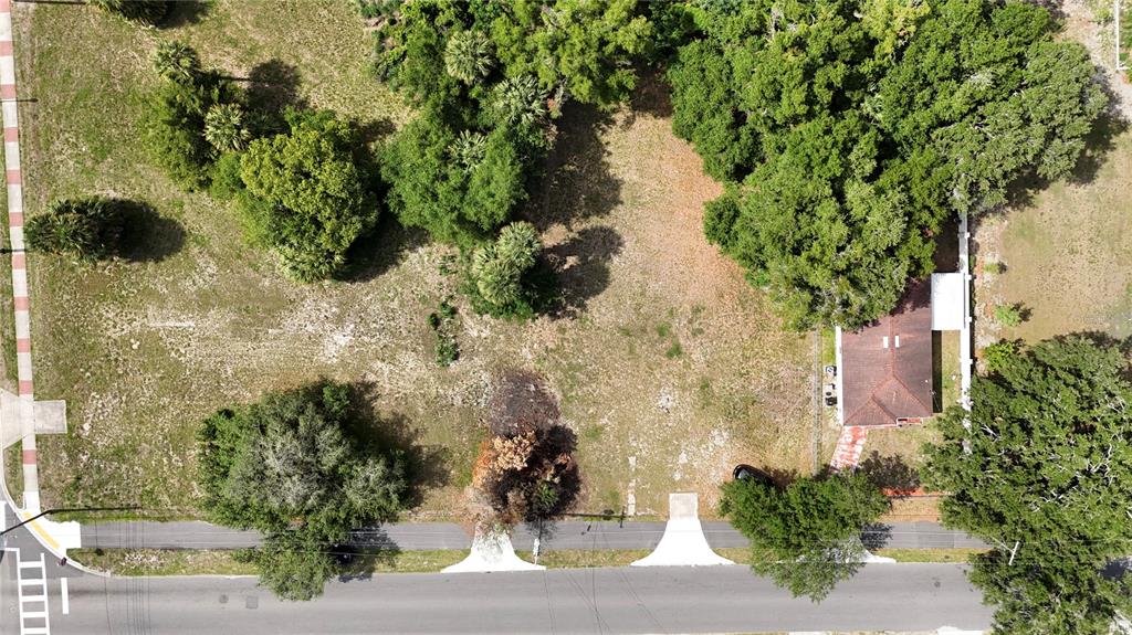 An aerial view shows a large, grassy lot with several trees and a small house — 41 E MICHAEL GLADDEN BOULEVARD, APOPKA, FL