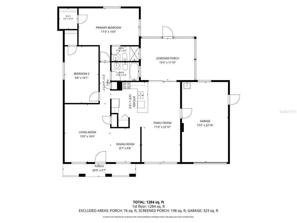 This is a floor plan for a single-story home with two bedrooms and a garage — 4348 BLACK FOX DRIVE, NEW PORT RICHEY, FL