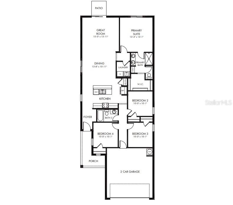 This is a floor plan for a single-story home with four bedrooms and a garage — 7450 MIA VINE DRIVE, BROOKSVILLE, FL