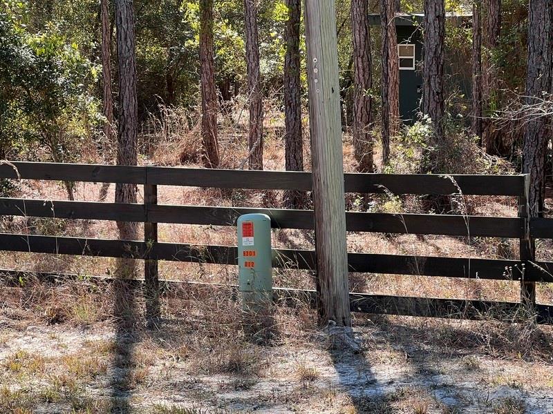 A wooden fence runs in front of a utility box and trees in a wooded area — 181 LAKEWAY DRIVE, GEORGETOWN, FL