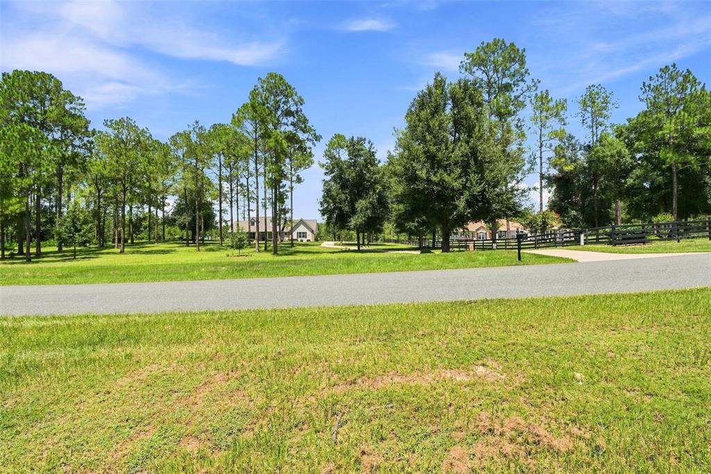 A paved driveway leads toward a house surrounded by trees and a fenced lawn — 24150 GREENWOOD CROSSING, EUSTIS, FL