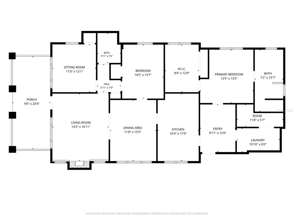 This is a floor plan showing the layout of a house with multiple rooms and a porch — 730 COLLEGE AVENUE, LAKELAND, FL