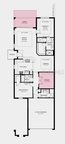 This is a floor plan for a single-story home with a two-car garage — 11279 SILVER TRUMPET LOOP, WINTER GARDEN, FL