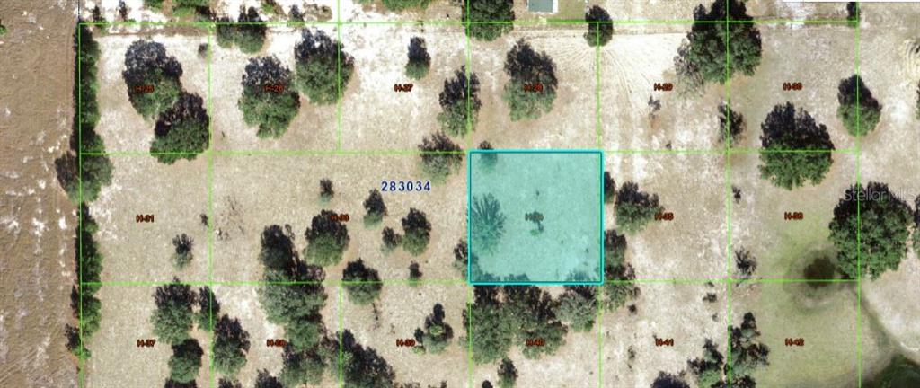 This is an aerial map showing a highlighted rectangular plot of land among other lots — LIBBY ROAD, BABSON PARK, FL
