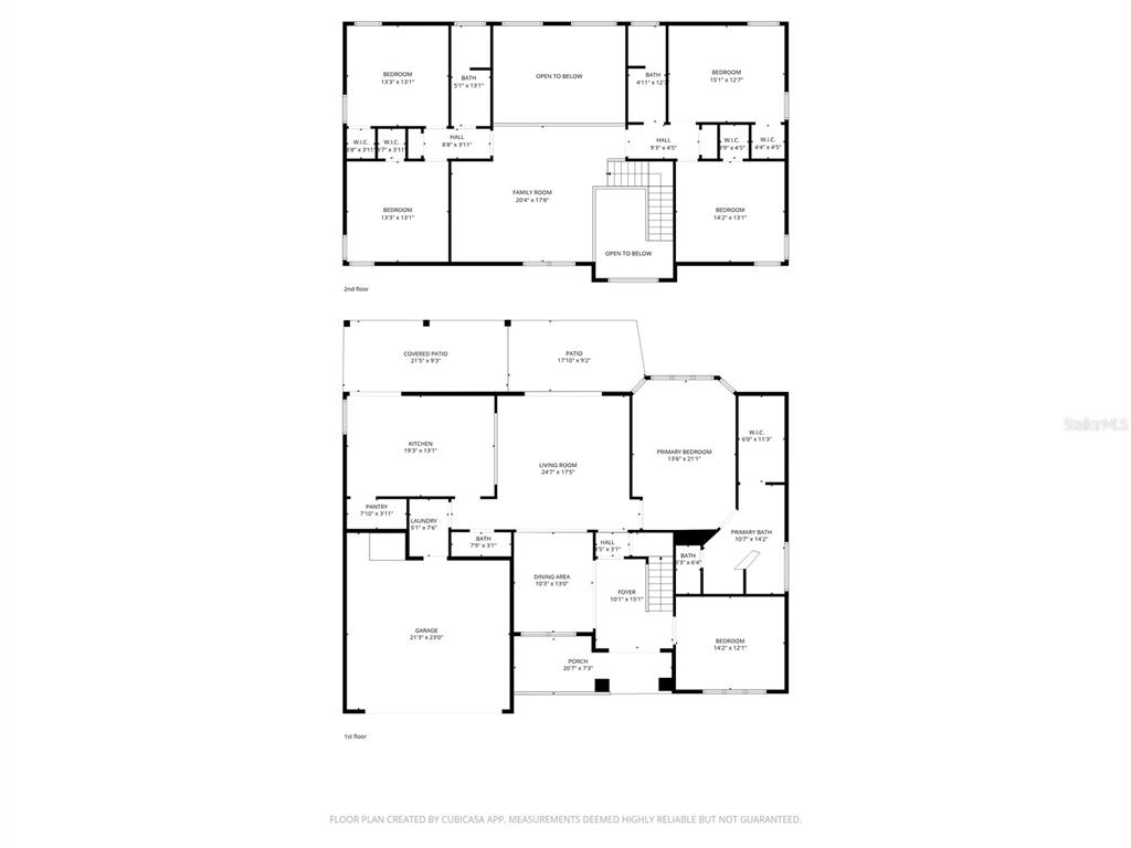 This is a two-story floor plan showing the layout of bedrooms, living areas, and garage — 11326 LEDGEMENT LANE, WINDERMERE, FL