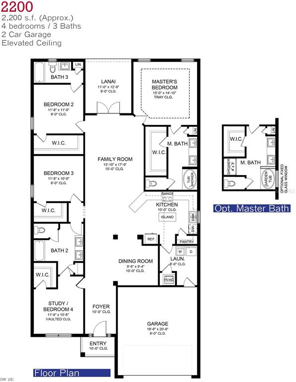 This is a floor plan for a four-bedroom, three-bathroom home with a two-car garage — 11612 GRACE ROAD, WEEKI WACHEE, FL
