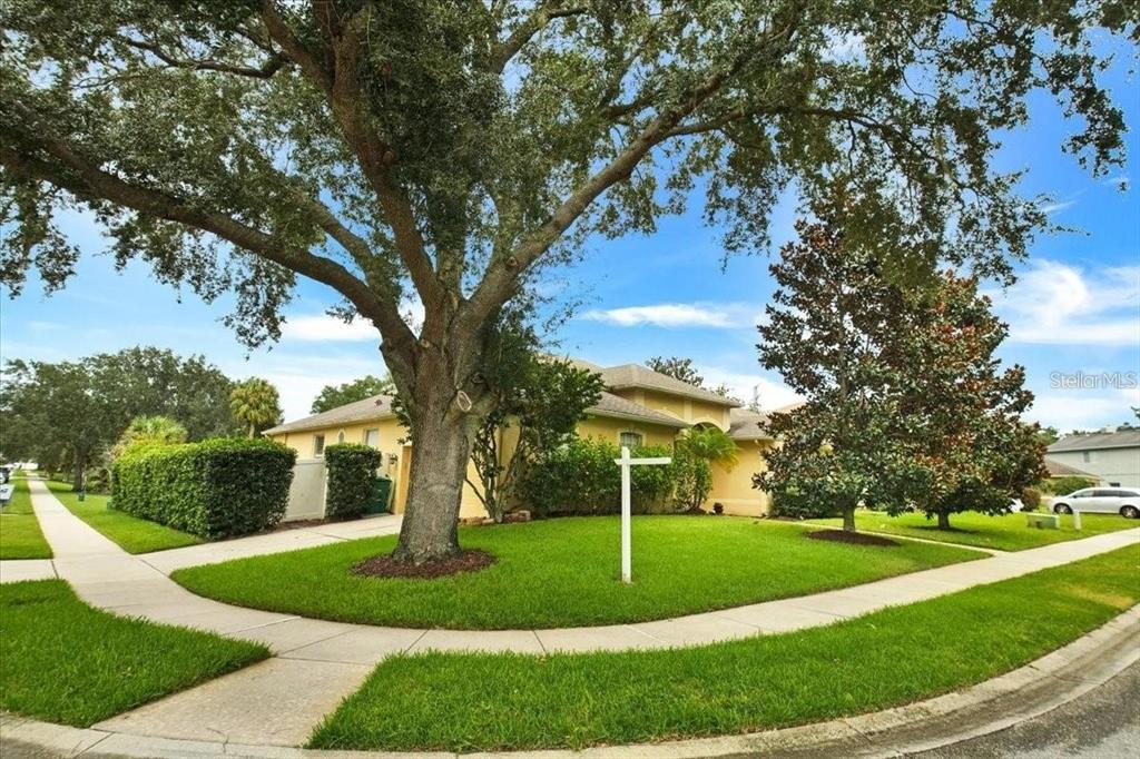 A yellow house exterior features a double front door with oval glass inserts and arched transom — 116 OAK GROVE CIRCLE, LAKE MARY, FL