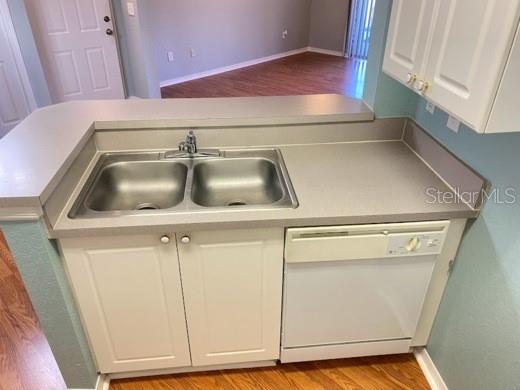 A kitchen sink and dishwasher are set into a countertop with white cabinets below — 4201 WOODSTORKS WALK WAY UNIT 3111, LUTZ, FL