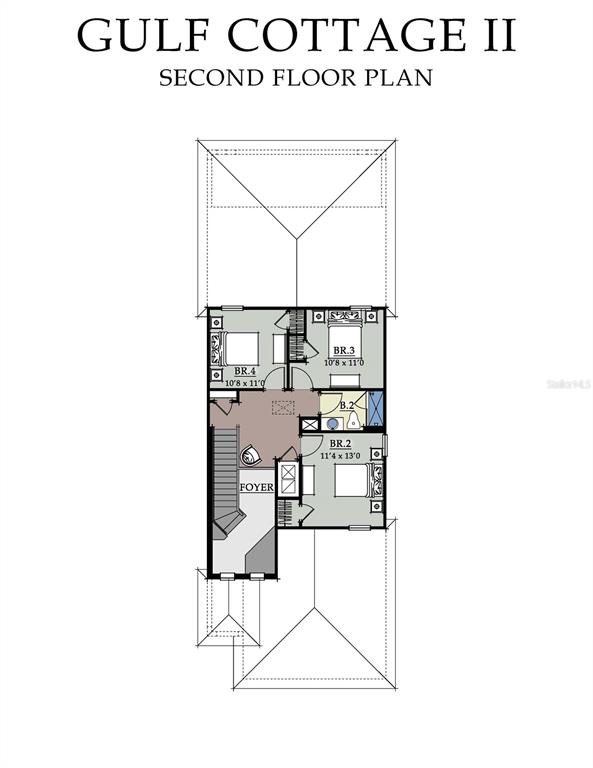 This is a floor plan for the second level of a house featuring three bedrooms — 7583 EXCITEMENT DRIVE, REUNION, FL