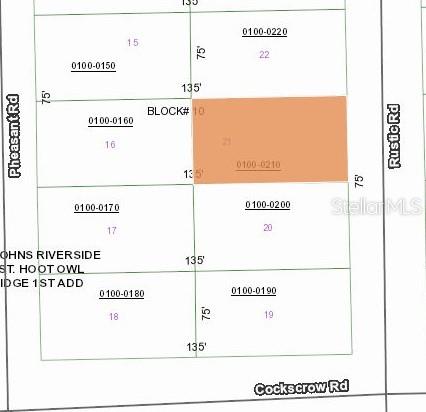 This is a plat map showing property lot boundaries, dimensions, and road names — 231 RUSTIC ROAD, SATSUMA, FL