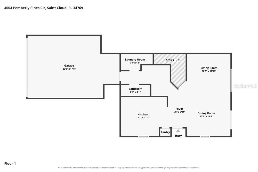 This is a floor plan for the first level of a residential home — 4004 PEMBERLY PINES CIRCLE, ST CLOUD, FL