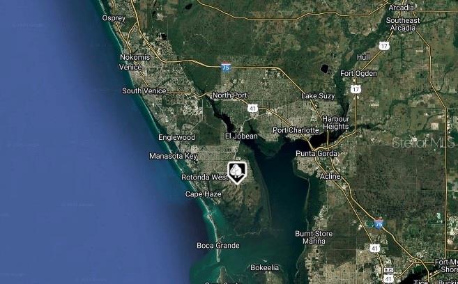 This is a map showing the location of a property in the Rotonda West area — 91 WREN DRIVE, PLACIDA, FL